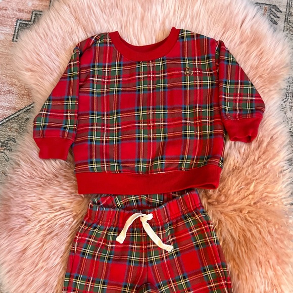 Baby Gap Boy or Girl Red Tartan Plaid Holiday Set - Size 6-12 Months - Picture 4 of 14
